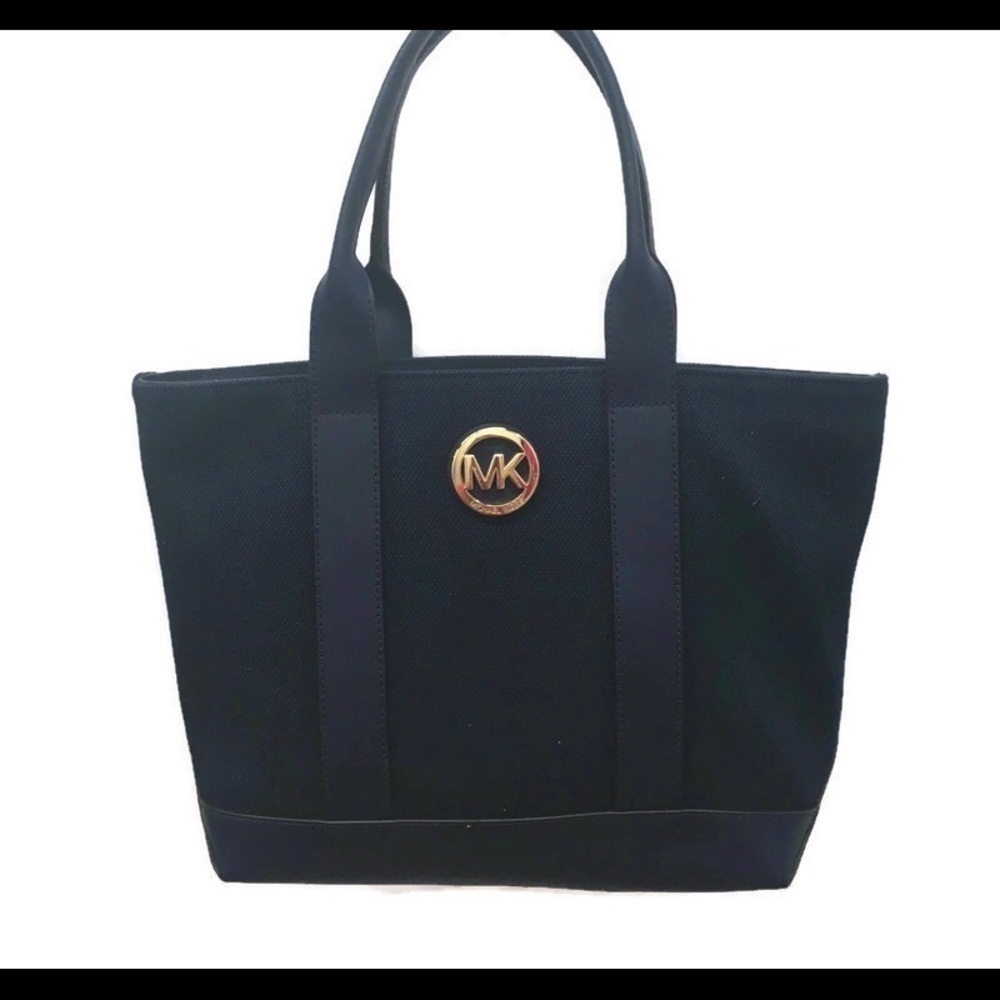 Michael Kors Navy Canvas And Leather Fulton Tote